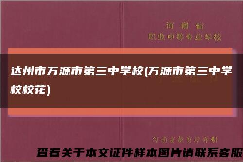 达州市万源市第三中学校(万源市第三中学校校花)缩略图