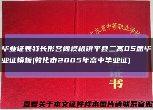 毕业证表特长形容词模板镇平县二高05届毕业证模板(敦化市2005年高中毕业证)缩略图