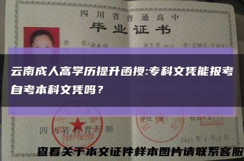 云南成人高学历提升函授:专科文凭能报考自考本科文凭吗？缩略图