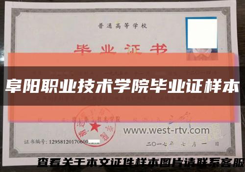 阜阳职业技术学院毕业证样本缩略图