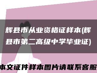 辉县市从业资格证样本(辉县市第二高级中学毕业证)缩略图