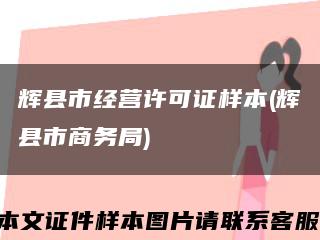 辉县市经营许可证样本(辉县市商务局)缩略图