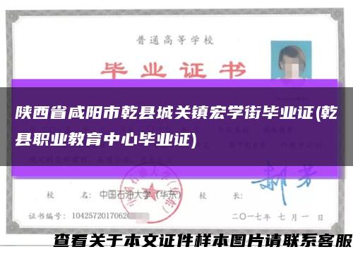 陕西省咸阳市乾县城关镇宏学街毕业证(乾县职业教育中心毕业证)缩略图