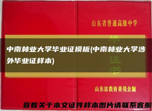 中南林业大学毕业证模板(中南林业大学涉外毕业证样本)缩略图