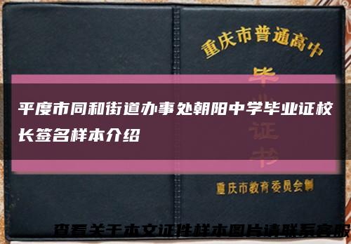 平度市同和街道办事处朝阳中学毕业证校长签名样本介绍缩略图