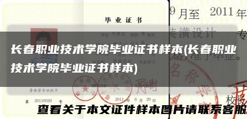 长春职业技术学院毕业证书样本(长春职业技术学院毕业证书样本)缩略图