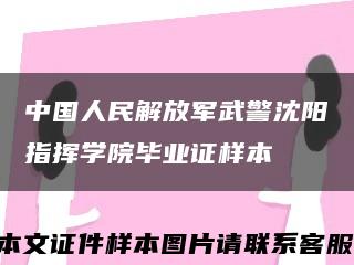 中国人民解放军武警沈阳指挥学院毕业证样本缩略图