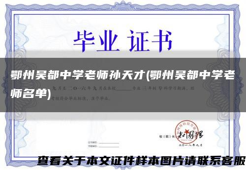 鄂州吴都中学老师孙天才(鄂州吴都中学老师名单)缩略图