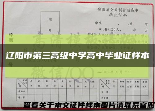 辽阳市第三高级中学高中毕业证样本缩略图