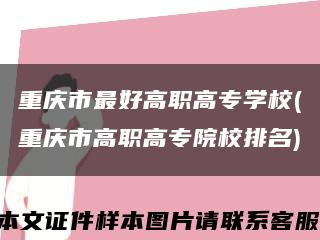 重庆市最好高职高专学校(重庆市高职高专院校排名)缩略图