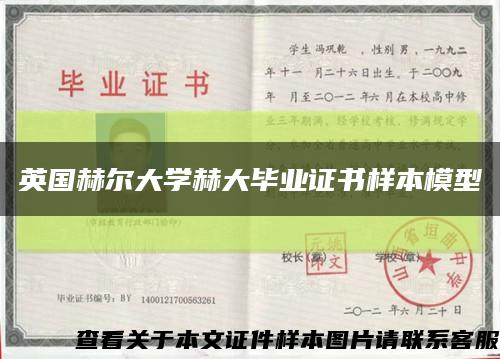 英国赫尔大学赫大毕业证书样本模型缩略图