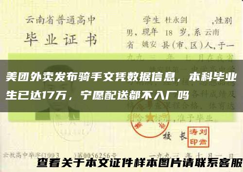 美团外卖发布骑手文凭数据信息，本科毕业生已达17万，宁愿配送都不入厂吗缩略图