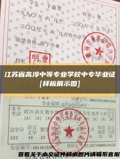 江苏省高淳中等专业学校中专毕业证
[样板展示图]缩略图