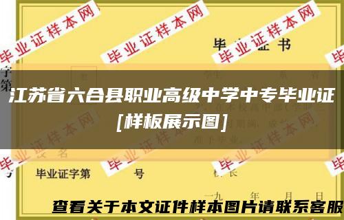 江苏省六合县职业高级中学中专毕业证
[样板展示图]缩略图
