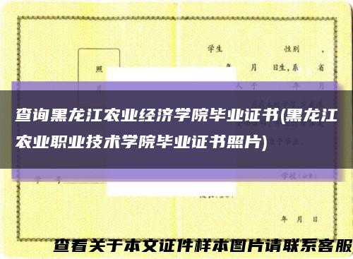 查询黑龙江农业经济学院毕业证书(黑龙江农业职业技术学院毕业证书照片)缩略图