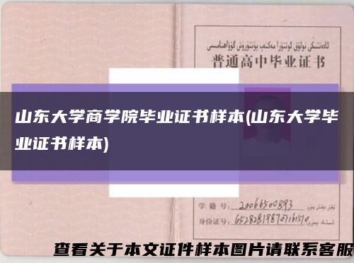 山东大学商学院毕业证书样本(山东大学毕业证书样本)缩略图