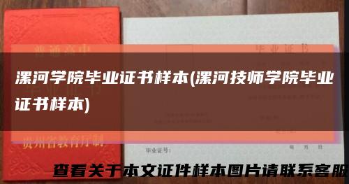 漯河学院毕业证书样本(漯河技师学院毕业证书样本)缩略图