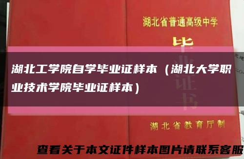 湖北工学院自学毕业证样本（湖北大学职业技术学院毕业证样本）缩略图