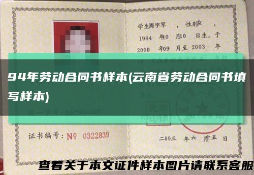 94年劳动合同书样本(云南省劳动合同书填写样本)缩略图