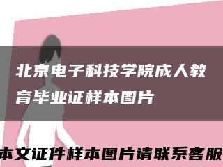 北京电子科技学院成人教育毕业证样本图片缩略图