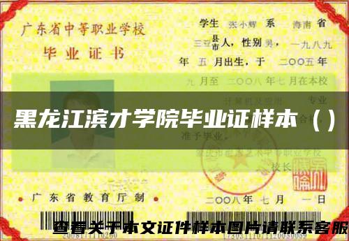 黑龙江滨才学院毕业证样本（）缩略图