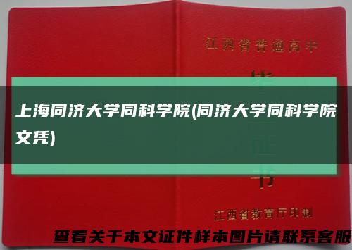 上海同济大学同科学院(同济大学同科学院文凭)缩略图