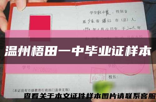 温州梧田一中毕业证样本缩略图