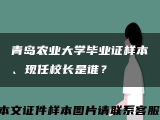 青岛农业大学毕业证样本、现任校长是谁？缩略图