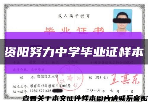 资阳努力中学毕业证样本缩略图