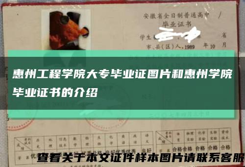 惠州工程学院大专毕业证图片和惠州学院毕业证书的介绍缩略图