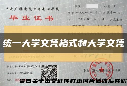 统一大学文凭格式和大学文凭缩略图