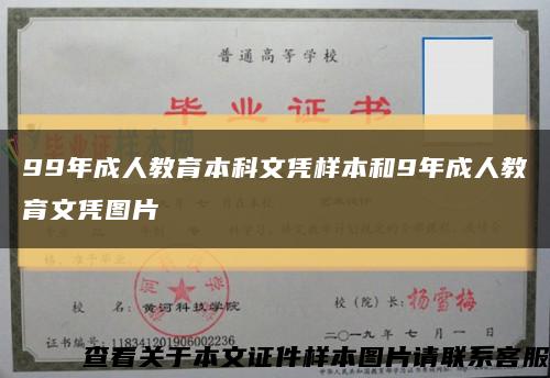 99年成人教育本科文凭样本和9年成人教育文凭图片缩略图