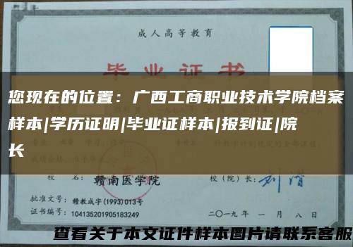 您现在的位置：广西工商职业技术学院档案样本|学历证明|毕业证样本|报到证|院长缩略图