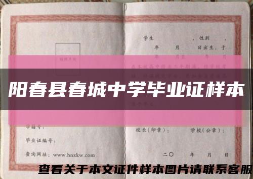 阳春县春城中学毕业证样本缩略图