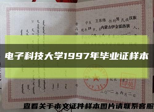 电子科技大学1997年毕业证样本缩略图