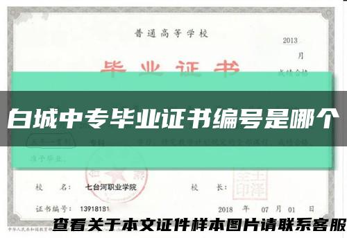 白城中专毕业证书编号是哪个缩略图