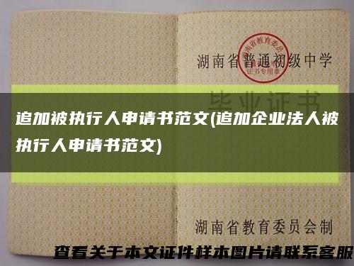 追加被执行人申请书范文(追加企业法人被执行人申请书范文)缩略图