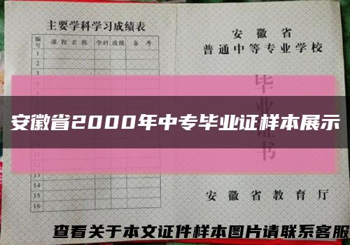 安徽省2000年中专毕业证样本展示缩略图