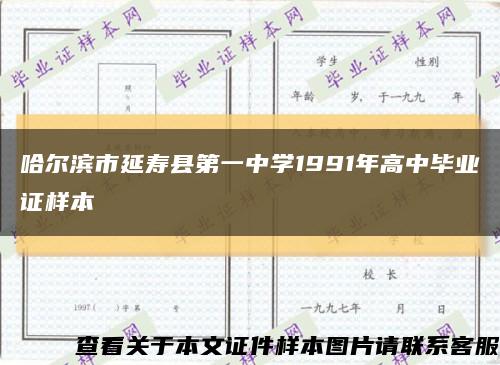 哈尔滨市延寿县第一中学1991年高中毕业证样本缩略图