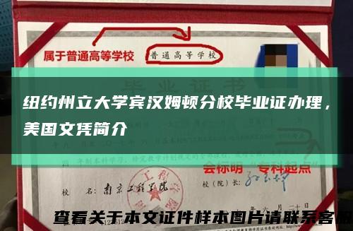 纽约州立大学宾汉姆顿分校毕业证办理，美国文凭简介缩略图