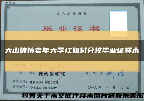 大山铺镇老年大学江姐村分校毕业证样本缩略图