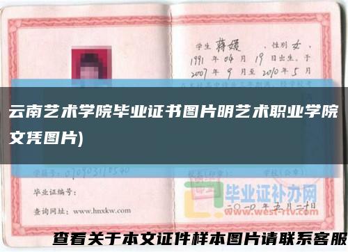 云南艺术学院毕业证书图片明艺术职业学院文凭图片)缩略图