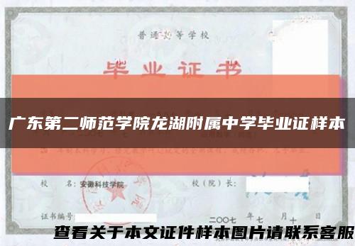 广东第二师范学院龙湖附属中学毕业证样本缩略图