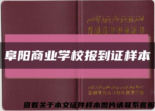 阜阳商业学校报到证样本缩略图