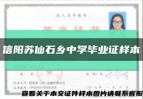 信阳苏仙石乡中学毕业证样本缩略图