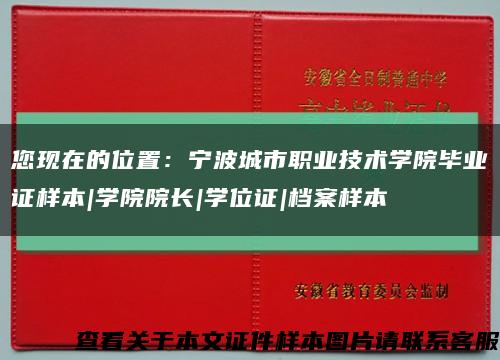 您现在的位置：宁波城市职业技术学院毕业证样本|学院院长|学位证|档案样本缩略图