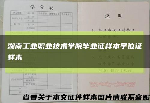 湖南工业职业技术学院毕业证样本学位证样本缩略图