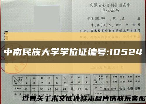 中南民族大学学位证编号:10524缩略图