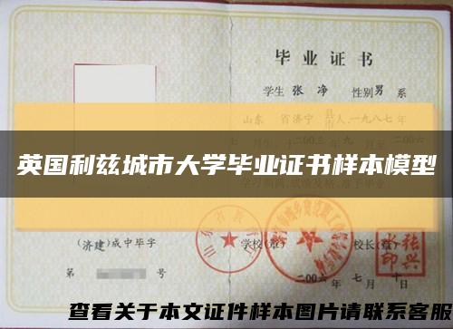 英国利兹城市大学毕业证书样本模型缩略图