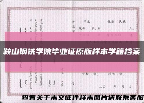 鞍山钢铁学院毕业证原版样本学籍档案缩略图